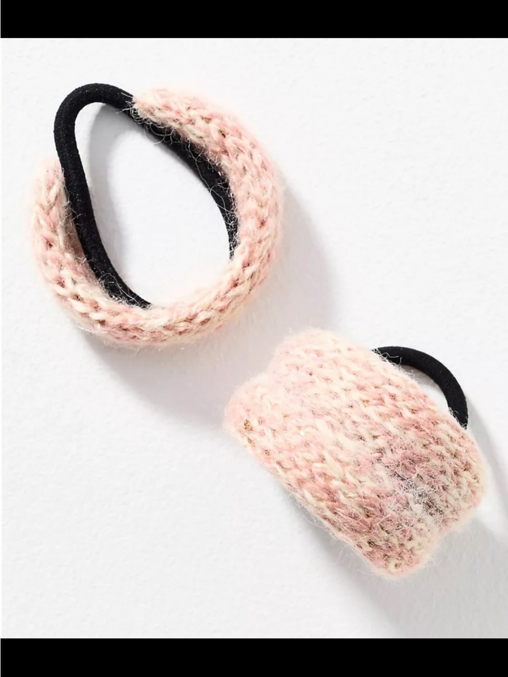 Anthropologie Pale Pink Knit  Hair Ties - Set of 2